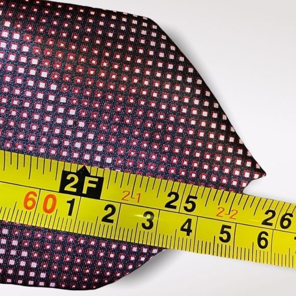 Robert ALLEN | Red and White Polyester Tie - Picture 3 of 5